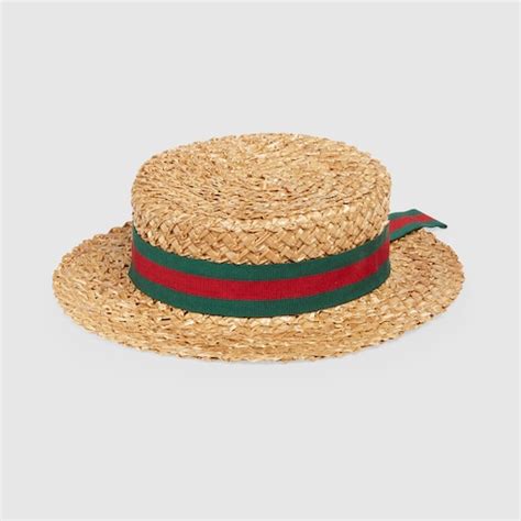 Cappello in paglia con patch Gucci in naturale .